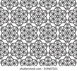 modern floral geometric pattern. seamless vector illustration. black and white color