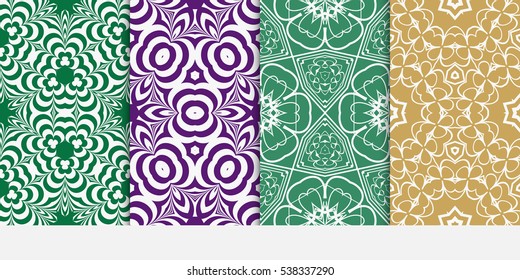Modern floral Geometry ornament. Patterns Set. Seamless Vector illustration. Decorative texture for design wallpaper, pattern fills, web page, banner, flyer.