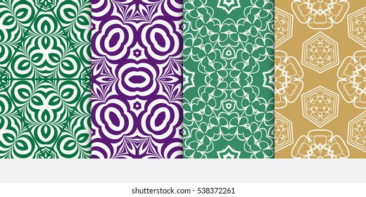 Modern floral Geometry ornament. Patterns Set. Seamless Vector illustration. Decorative texture for design wallpaper, pattern fills, web page, banner, flyer.
