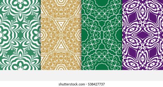 Modern floral Geometry ornament. Patterns Set. Seamless Vector illustration. Decorative texture for design wallpaper, pattern fills, web page, banner, flyer.