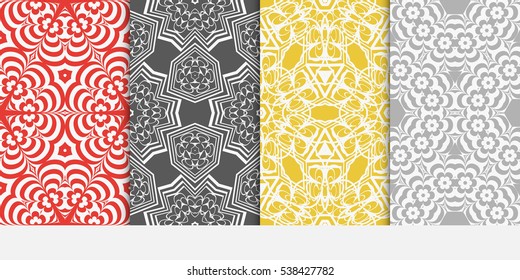Modern floral Geometry ornament. Patterns Set. Seamless Vector illustration. Decorative texture for design wallpaper, pattern fills, web page, banner, flyer.