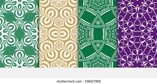Modern floral Geometry ornament. Patterns Set. Seamless Vector illustration. Decorative texture for design wallpaper, pattern fills, web page, banner, flyer.
