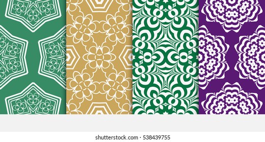 Modern floral Geometry ornament. Patterns Set. Seamless Vector illustration. Decorative texture for design wallpaper, pattern fills, web page, banner, flyer.