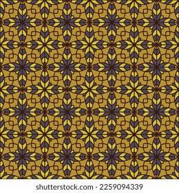 Modern floral geometry seamless vector tile pattern. Symmetrical geometric patchwork sample ornament. Abstract flower repeating tiling background. Decorative repeat linear template