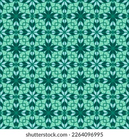 Geometría floral moderna patrón de mosaico vectorial sin costura. Ornamento simétrico geométrico de muestra de mosaico. Flor abstracta que repite la impresión textil de azulejos. Scarf unisex trellis adorno motivo