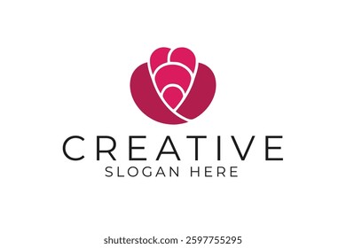 Modern floral heart logo design perfect for beauty fashion brands. Elegant and stylish vector
