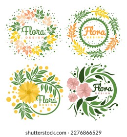 Logo de las etiquetas florales modernas. Ilustración vectorial.