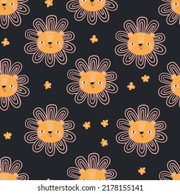 Moderno patrón floral de león sin soldadura. Fondo de moda