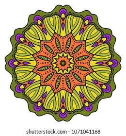 Modern floral ornament. Vector color mandala illustration, Designed for Web, Poster, Label and Other.