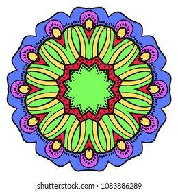 Modern floral ornament. Vector color mandala illustration, Designed for Web, Poster, Label and Other.