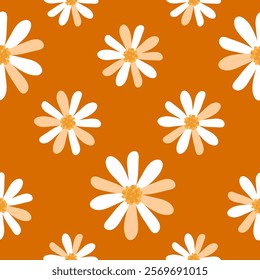 Modern floral pattern with daisies. Meadow flowers on an abstract background. Summer seamless background with daisies for fabric and paper
