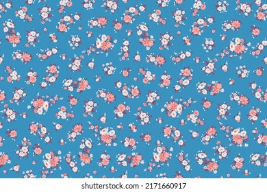 Modern floral pattern with decorative flower on field for digital texture and fabric in millefleur style