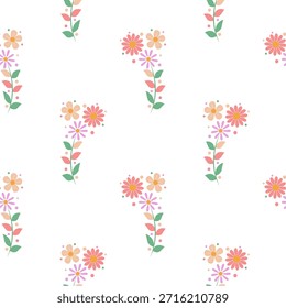 Modern floral pattern, ditsy summer print, ditsie vintage seamless background. Hand drawn flowers design elements for prints. 