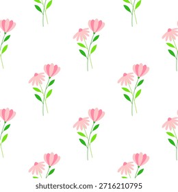 Patrón floral moderno, sucio estampado de verano, fondo vintage sin fisuras. Elementos de diseño de flores dibujadas a mano para estampados. 