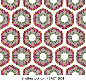 modern floral pattern of geometric ornament. Seamless vector illustration. for interior design, printing, wallpaper, decor, fabric, invitation.