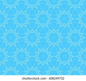 modern floral pattern of geometric ornament. Seamless vector illustration. for interior design, printing, wallpaper, decor, fabric, invitation. blue color