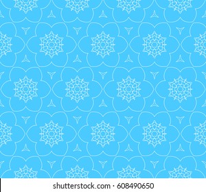 modern floral pattern of geometric ornament. Seamless vector illustration. for interior design, printing, wallpaper, decor, fabric, invitation. blue color