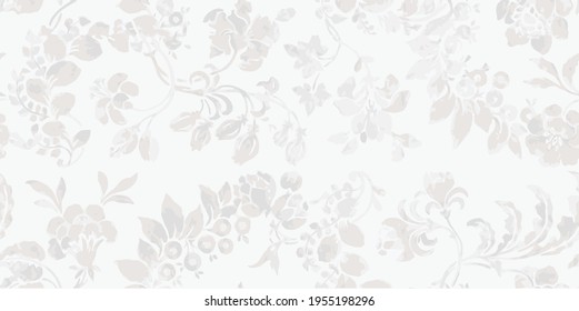 Modern Floral pattern on white background. Watercolor print. Seamless texture. Elegant template for fashion prints. Printing with in hand drawn style