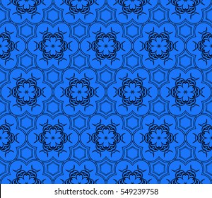 modern floral pattern. Seamless vector illustration. for interior design, printing, wallpaper, invitation. blue, black color