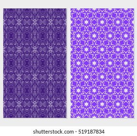 Modern floral pattern set. Vector illustration. Blue color