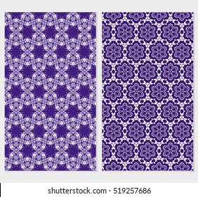 Modern floral pattern set. Vector illustration. Blue color