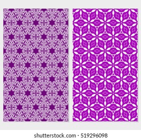 Modern floral pattern set. Vector illustration. Purple color