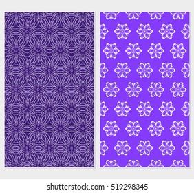 Modern floral pattern set. Vector illustration. Blue color