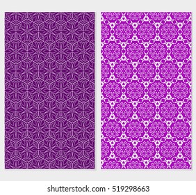 Modern floral pattern set. Vector illustration. Purple color