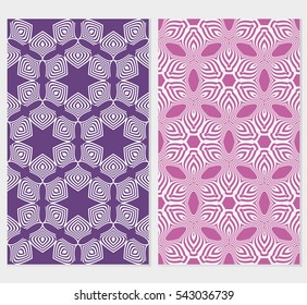 Modern floral pattern set. Vector illustration. Purple color