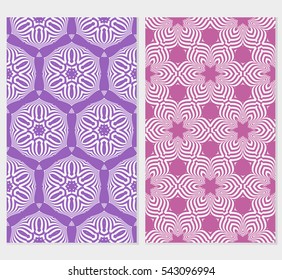 Modern floral pattern set. Vector illustration. Purple color