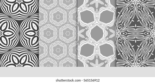 Modern floral pattern set. Vector illustration.