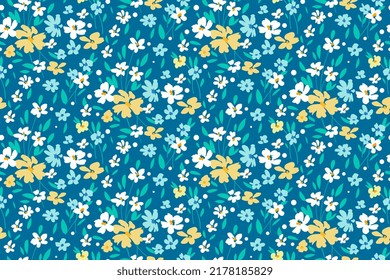 Patrón floral moderno con flores de jardín pequeño en el bosque para textura digital y prendas de vestir de estilo clásico ,plantilla de vector botánico
