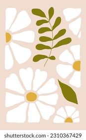 Modern floral posters with flowers. Abstract art. 