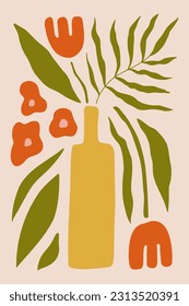 Modern floral posters with flowers. Abstract art. 