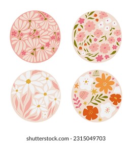 Modern floral posters with flowers. Abstract art. 