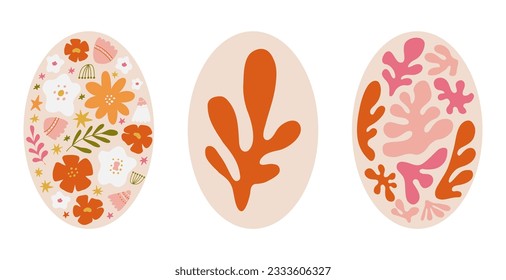 Modern floral posters with flowers. Abstract art. 