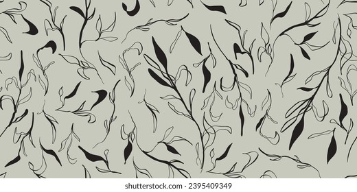 Modern floral print. Seamless pattern. Hand drawn style.
