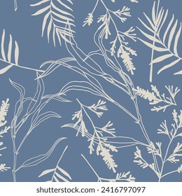 Modern floral print. Seamless pattern. Hand drawn style.