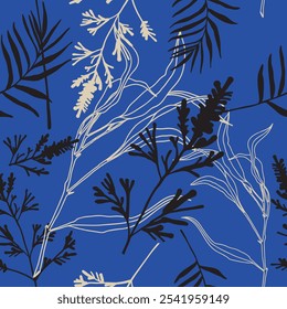 Modern floral print. Seamless pattern. Hand drawn style.
