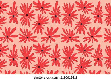 Modernes, nahtloses Muster mit Blumen. Abstrakter zeitgenössischer botanischer Modedruck für Stoffdesign. Vektorgrafik