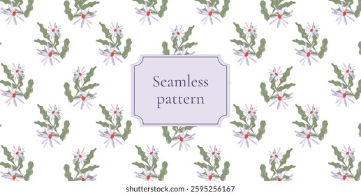 Modern floral seamless pattern with botanical elements. Hand-drawn floral background for wallpaper, fabric, gift wrapping, and digital projects. Stylish vector design