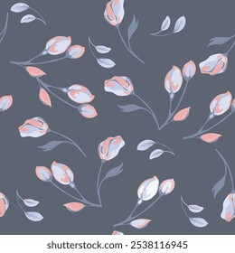 Padrão floral moderno sem emenda. Pode ser usado como tecido têxtil ou papel de parede, cartões, convites, papel decorativo ou maquete