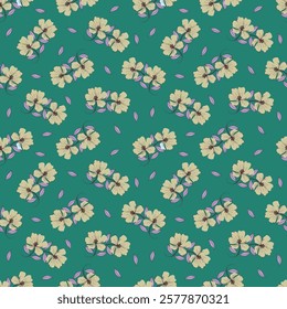 Modern floral seamless pattern. Cute romantic wildflowers pattern on light grey background. Spring flowers pattern. Ditsy floral print, purple and orange colors