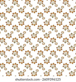 Modern Floral Seamless Pattern with Delicate Blue and Yellow Flowers