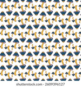 Modern Floral Seamless Pattern with Delicate Blue and Yellow Flowers