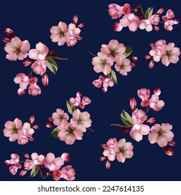 Modern floral seamless pattern. Digital drawn illustration. Can be used as textile fabric or wallpaper, cards, invitations, decorative paper