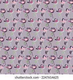Modern floral seamless pattern. Digital drawn illustration. Can be used as textile fabric or wallpaper, cards, invitations, decorative paper