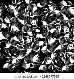 Patrón floral moderno sin costuras. Ilustración digital. Puede utilizarse como tela o papel tapiz, tarjetas, invitaciones, papel decorativo
