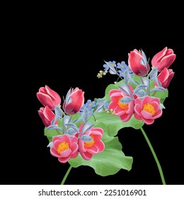 Patrón floral moderno sin costuras. Ilustración digital. Puede utilizarse como tela o papel tapiz, tarjetas, invitaciones, papel decorativo