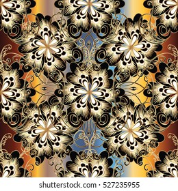 Modern floral seamless pattern. Flowery colorful  background. Flourish wallpaper. Vector illustration with vintage abstract flowers, leaves and decorative flowers ornaments. Fabric endless texture.